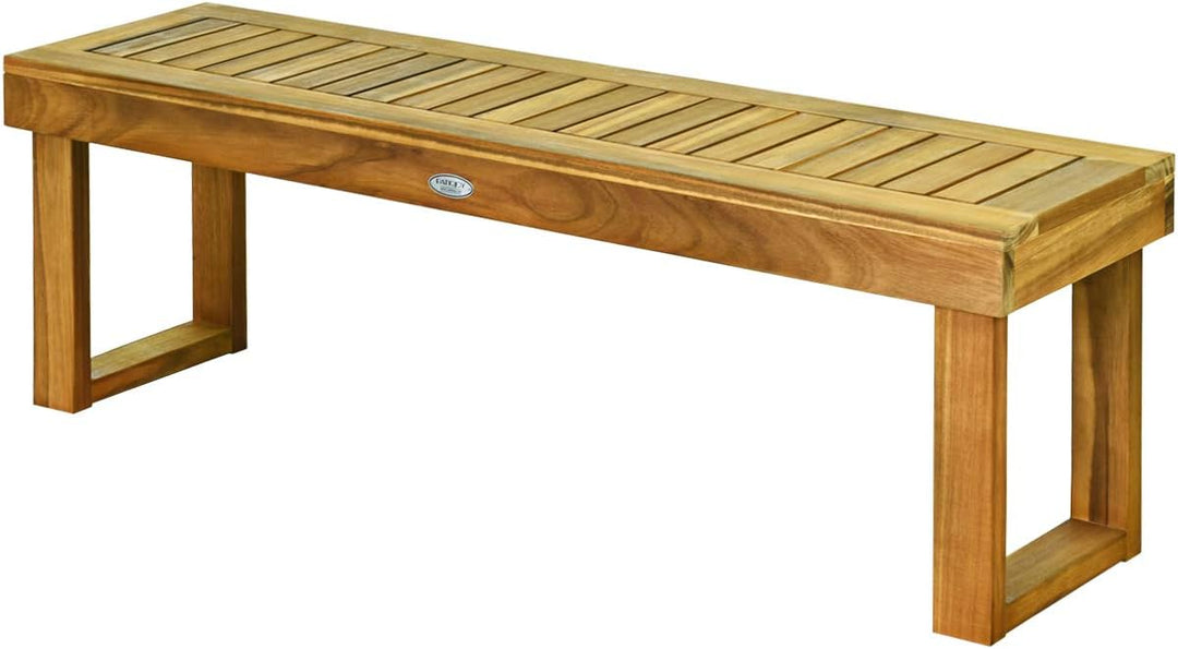 GIANTEX Gartenbank 3 Sitzer, 132 × 34 × 43,5 cm Sitzbank Massivholz, Parkbank Garten Holzbank bis 36