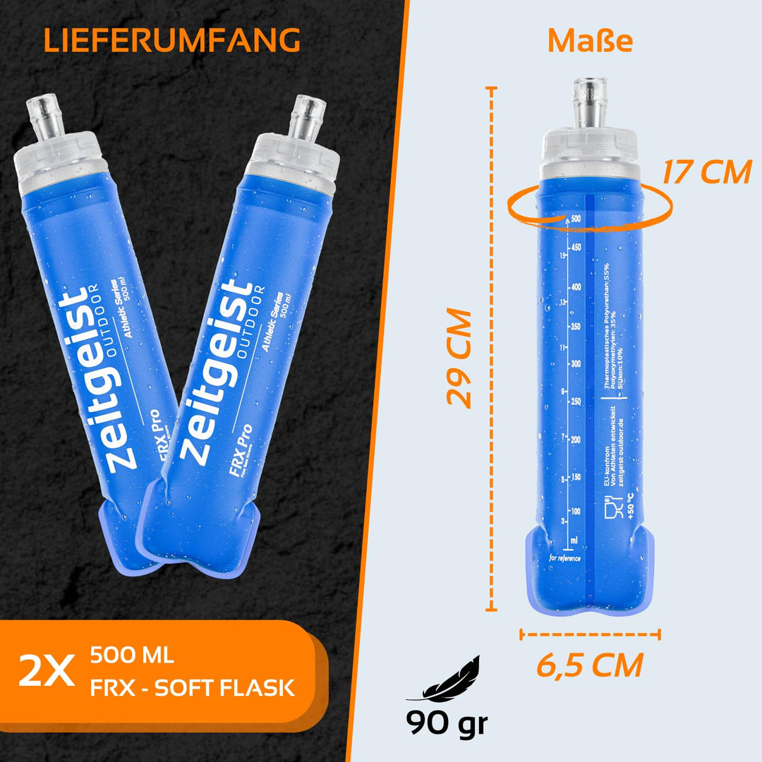 Soft Flask 500 ml FRX Pro (2er Set) Laufflasche TPU, BPA-frei, Faltflasche, faltbare Trinkflasche fü