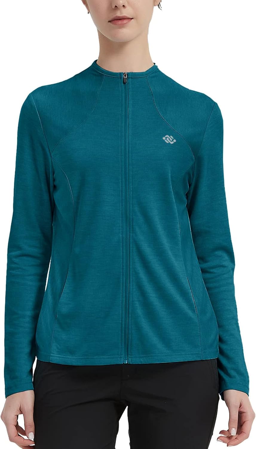 MoFiz Damen Laufjacke Leicht Sportjacke Trainingsjacke Langarm Fitness Wandern Yoga Jacke Atmungsakt