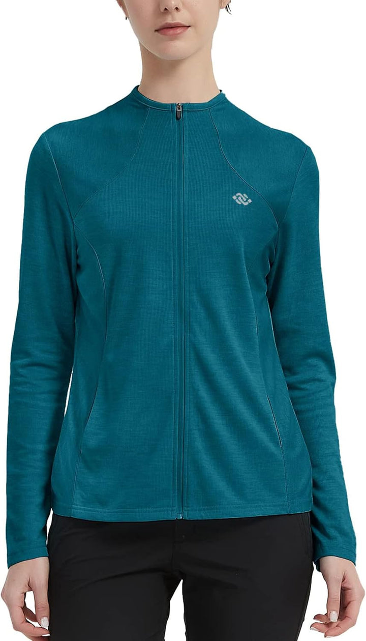 MoFiz Damen Laufjacke Leicht Sportjacke Trainingsjacke Langarm Fitness Wandern Yoga Jacke Atmungsakt