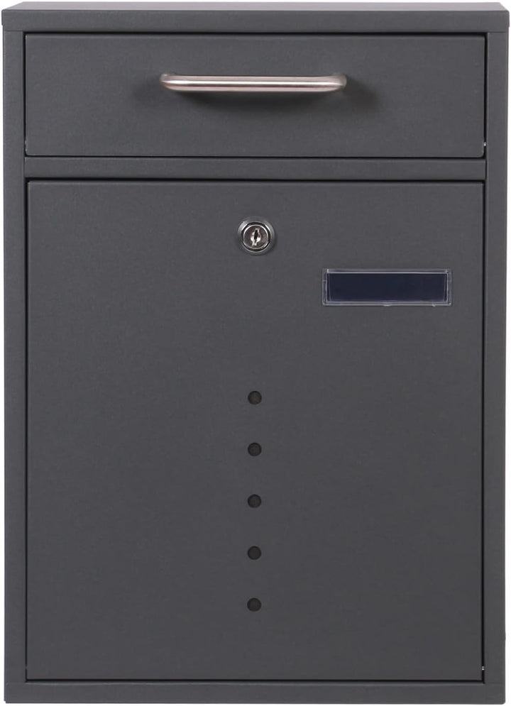 Briefkasten V51 in Anthrazit Postkasten abschliessbarer Wandbriefkasten mit Sichtfenstern Box, Anthr