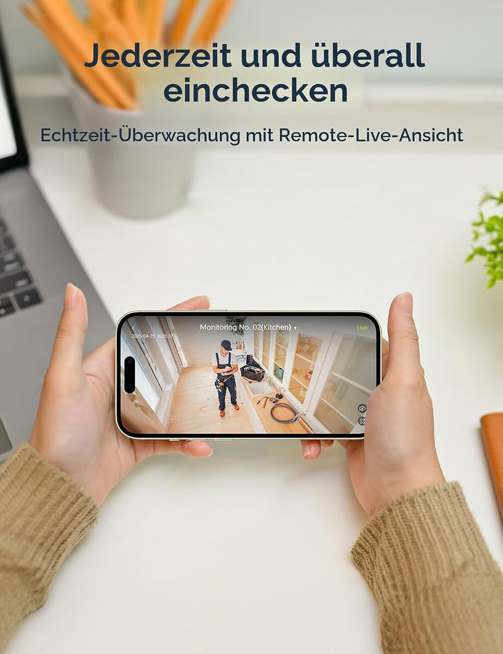 GNCC überwachungskamera Innen mit Nachtsicht, 1080P HD WLAN Indoor Kamera, PIR Bewegungserkennung, Z