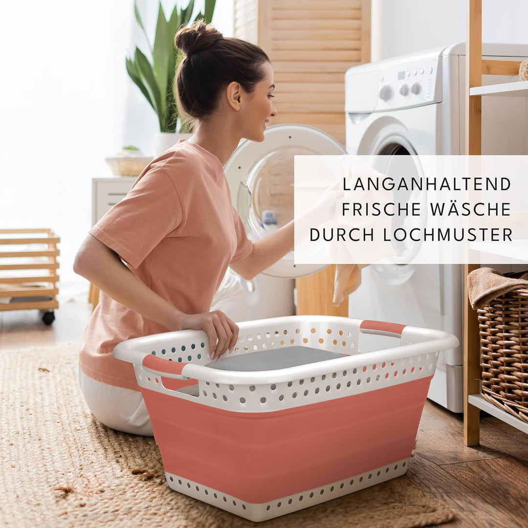 2er Set Wäschekorb faltbar - 36 Liter &amp; Universelle Nutzung I Zusammenklappbarer faltbarer Wäschekor
