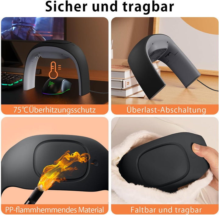 Heizlüfter Energiesparend,Faltbare Beheizbare Tischunterlage Handwärmer für Schreibtisch,Thermostat