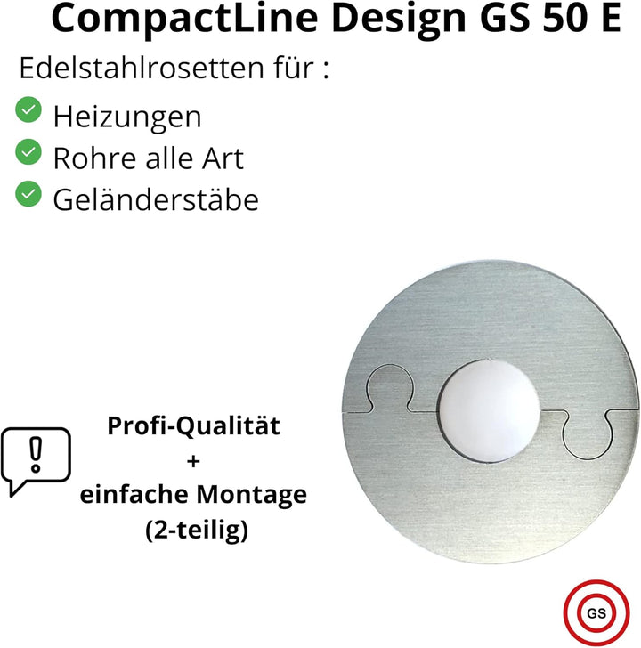 2 Stück Abdeckrosetten für Heizungsrohre und Geländer | 2-teilig aus hochwertigem V2A Edelstahl + Ei