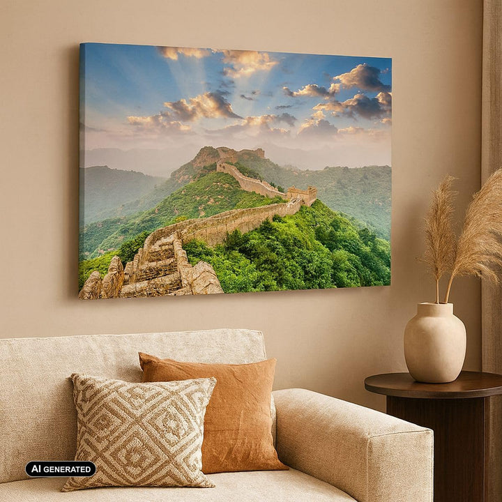 Bilder auf Leinwand 100x70cm Leinwandbild Wand Berg asiatisch china Gross Wanddeko Bild Schlafzimmer
