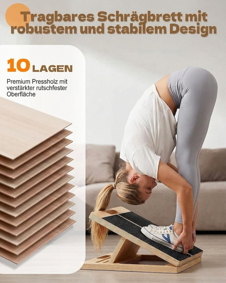5-stufige Verstellung Wadendehner Schrägbrett, Holz Verstellbar Slant Board mit 20°–45° Winkeln ruts