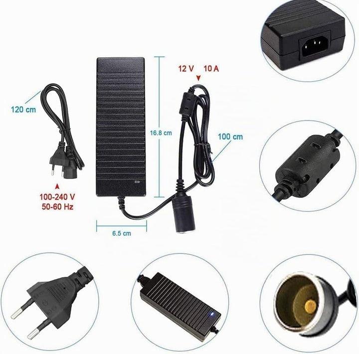 OBEST 230V auf 12V KFZ Netzadapter, 10A AC auf DC Spannungswandler | 120W Zigarettenanzünder Steckdo