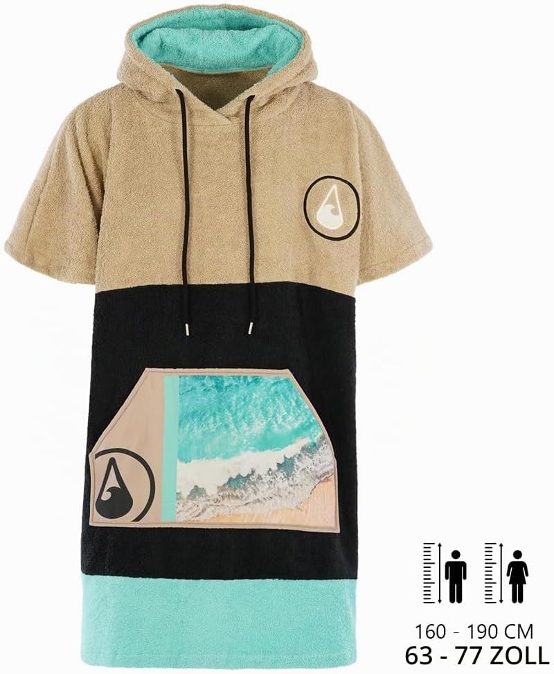 WAVE HAWAII Poncho Ericeira Badeponcho 95% Baumwolle 5% recyceltes Polyester für Körpergrössen von 1