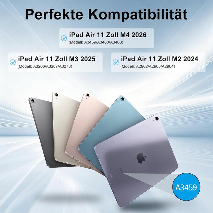 IVEOPPE Magic Tastatur mit hülle für iPad Air 11" (M3 2025/M2 2024) - Deutsches QWERTZ Layout Hinter