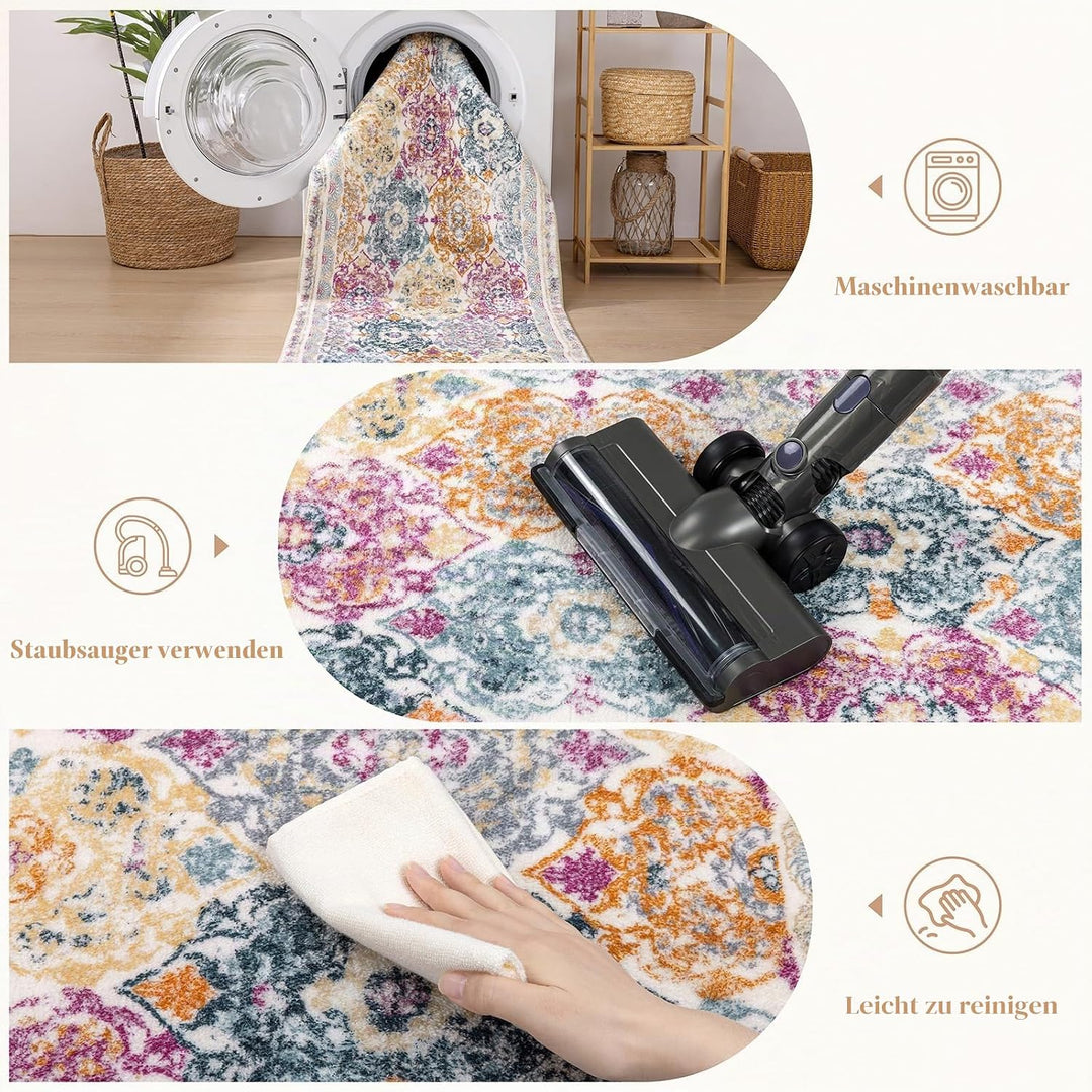 Läufer Flur 50 x 150cm Flauschig Weich Langer Teppich Läufer Waschbar Kurzflor Küchenläufer rutschfe