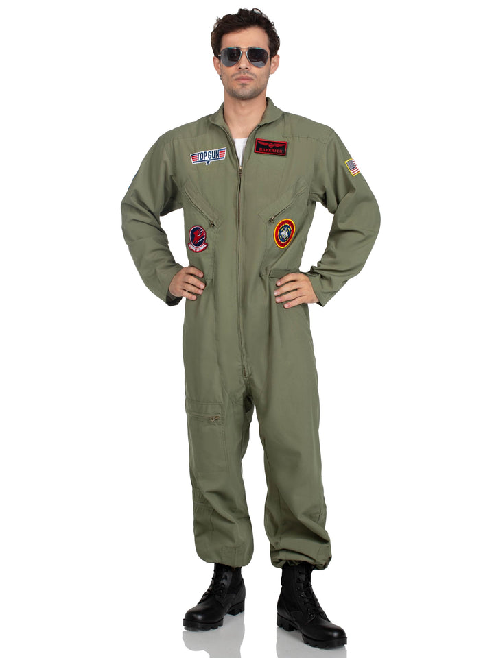 LEG AVENUE Herren Top Gun Flight Suit Costume Kost me in Erwachsenengr e, Khaki/Grün, XL EU XL Khaki