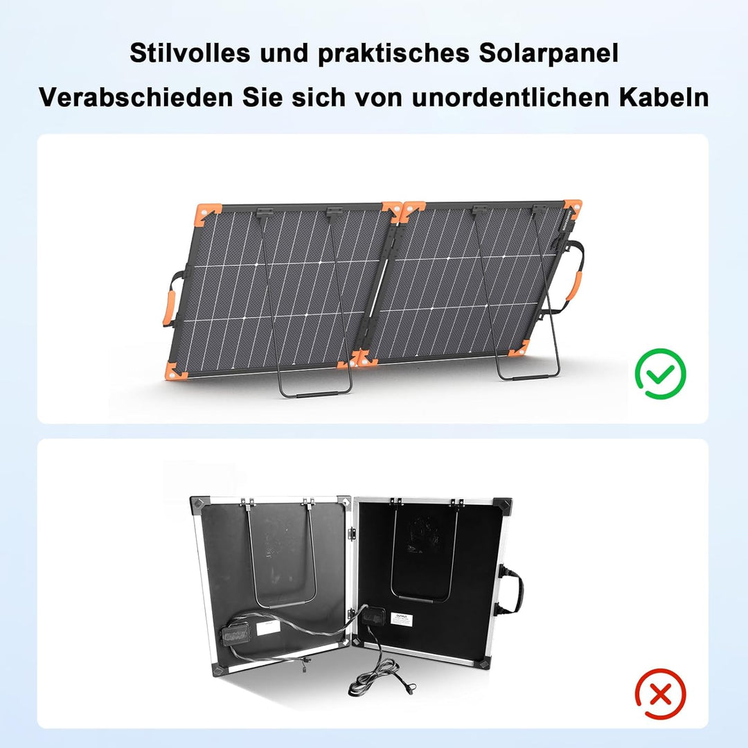 100W Bifaziales Tragbares Solarpanel für Kraftwerke, 20V Faltbares Solarladegerät mit IP68-Wasserdic