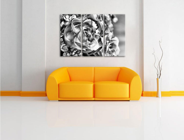 Pixxprint Rosenstrauss als Leinwandbild/Grösse: 3 Teilig (120x80) / Wandbild/Kunstdruck/fertig bespa