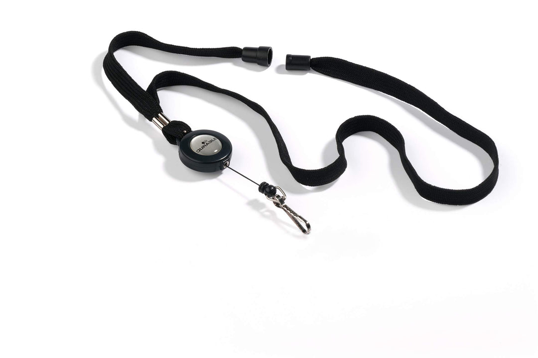 Durable Halsband mit Sicherheitsverschluss und ausziehbarem Federhaken, 10 Stück, schwarz, 822301