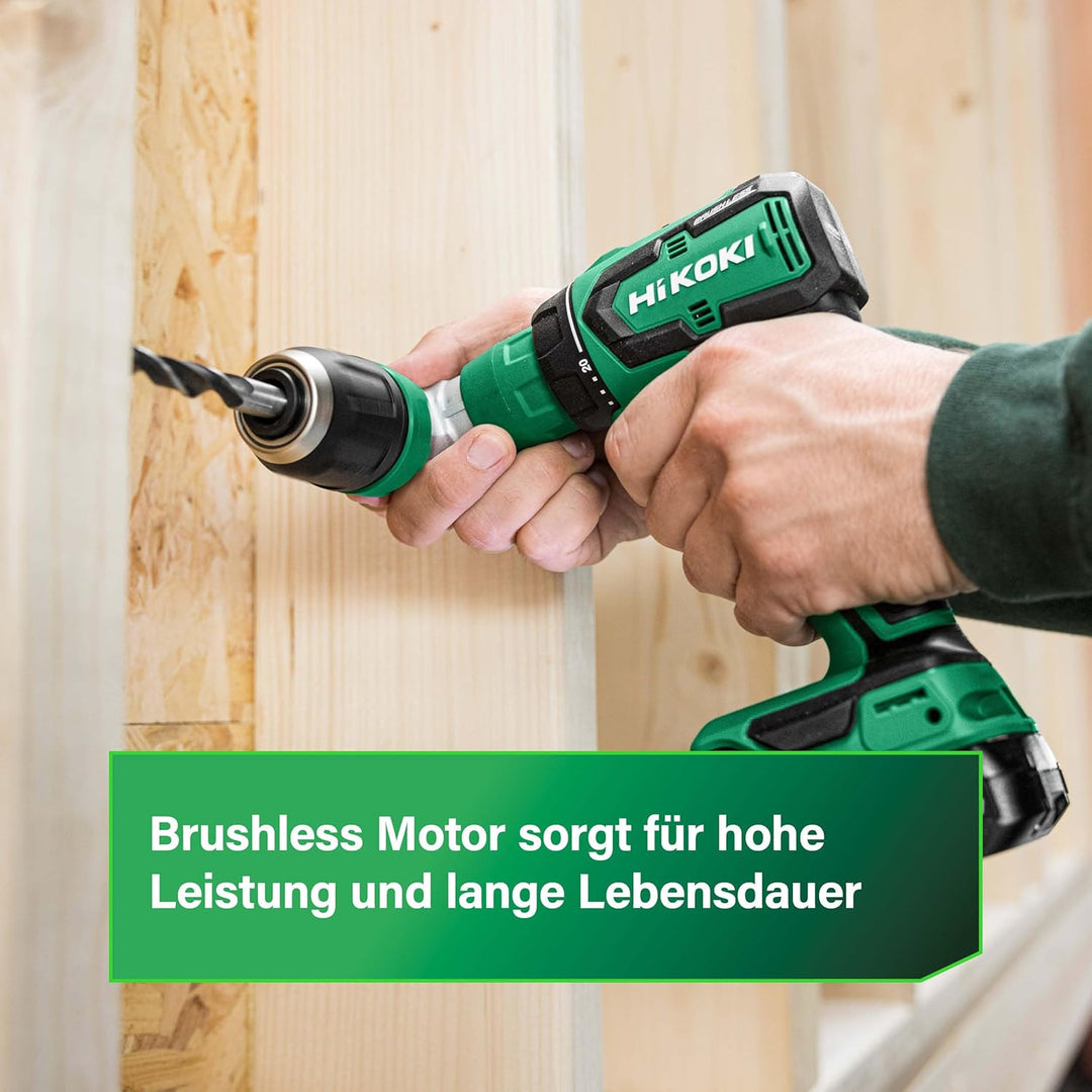 HIKOKI Akku Bohrschrauber, Quick DS18DDQ (18V, 2x2,0 Ah Li-ion Akku, Max. Festdrehmoment (hart): 55
