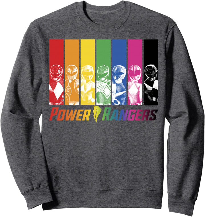 Power Rangers Retro Distressed Rainbow Character Panels Sweatshirt