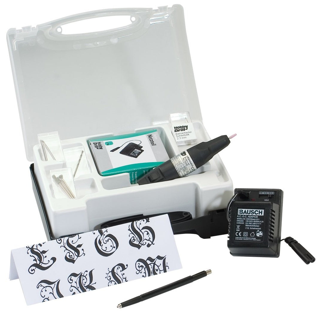 Pebaro 0208 Gravierset Graviergerät, 3 keramische Schleifstifte, 1 diamantierter Schleifstift, 1 Boh