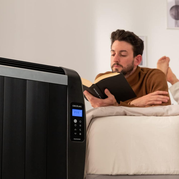 Cecotec Flachheizkörper mit Fernbedienung ReadyWarm 1800 Thermal Black. 8 Heizrippe und 1200 W, LCD-