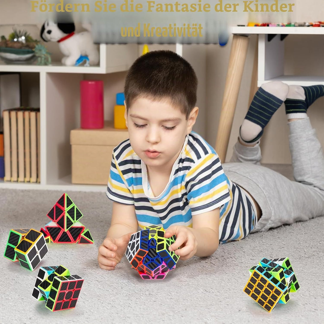 Coolzon Speed Cube Set Pyraminx + Megaminx + 2 x 2 + 3 x 3 x 3 + 4 x 4 5 Stück in Geschenkbox, Cubo,