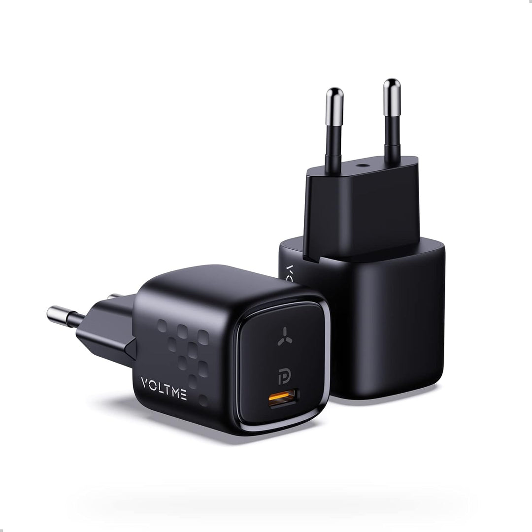 VOLTME 30W USB C Ladegerät GaN 2-Pack Schwarz, Kompaktes Adapter Netzteil USB-C Ausgang Schnellladun