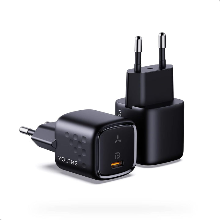 VOLTME 30W USB C Ladegerät GaN 2-Pack Schwarz, Kompaktes Adapter Netzteil USB-C Ausgang Schnellladun