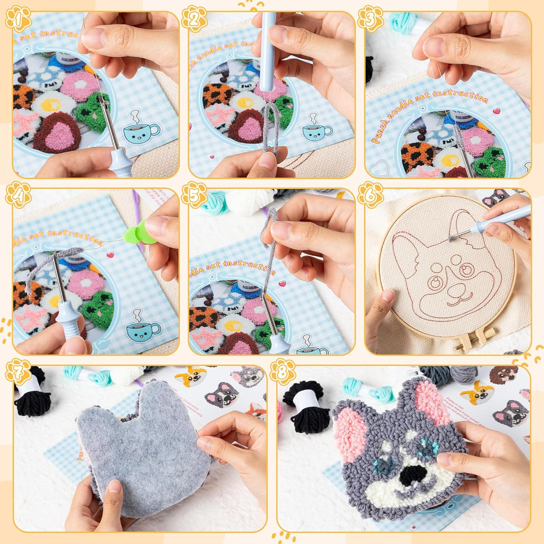 Craft Punch Needle Untersetzer Kit DIY Needle Punch Handwerk Stickerei Kit für Anfänger einfach Filz
