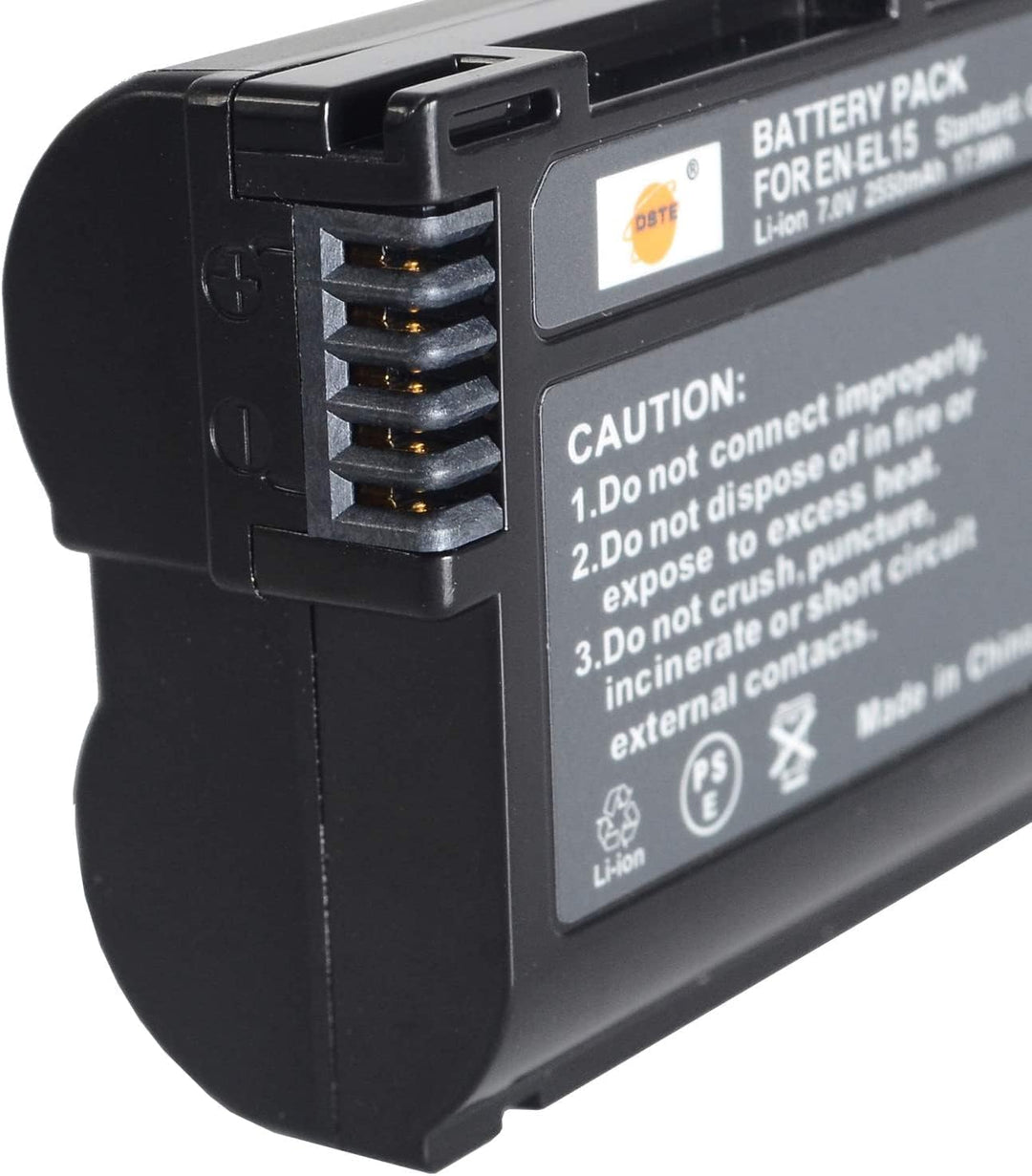 DSTE 2X EN-EL15 Ersatz Batterie + Duales USB-Ladegerät mit LCD-Display Kompatibel mit Nikon 1 V1,D72