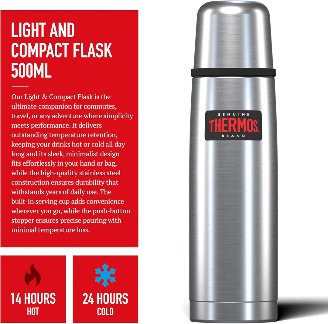Thermos Edelstahl-Thermosflasche 0,5 l, leicht und kompakt A 500 ml, A 500 ml