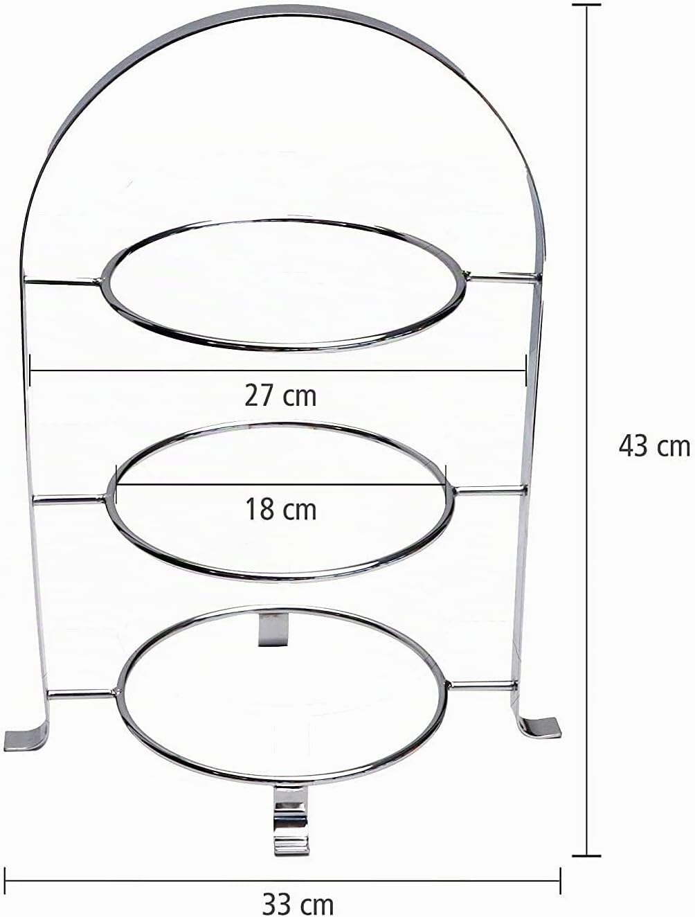 APS Serviergestell – Hochwertige Etagere aus verchromtem Metall für 3 Teller mit einem max. Ø von 17
