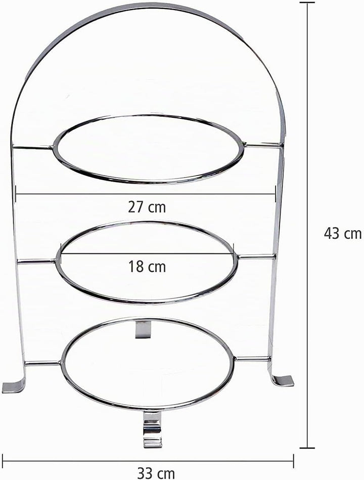 APS Serviergestell – Hochwertige Etagere aus verchromtem Metall für 3 Teller mit einem max. Ø von 17