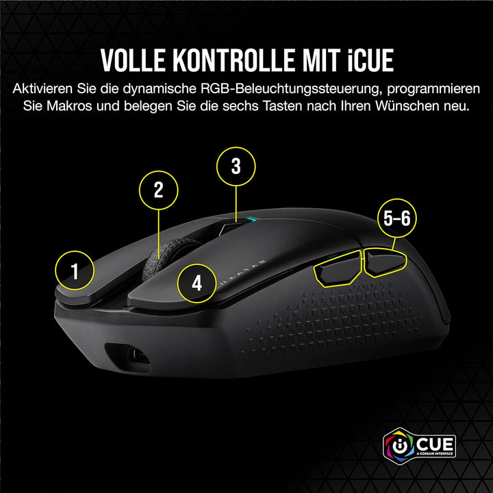CORSAIR KATAR ELITE WIRELESS Ultraleichte FPS Gaming Maus - 10.000 DPI - Symmetrische Form - Bis zu