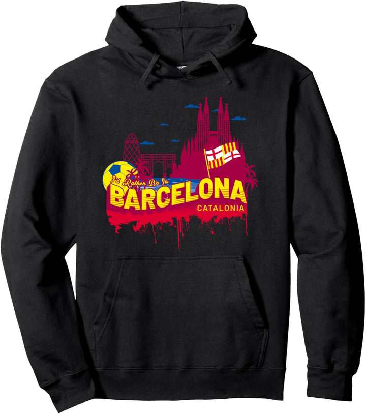 Ich wäre lieber in Barcelona Katalonien Vintage Souvenir Pullover Hoodie