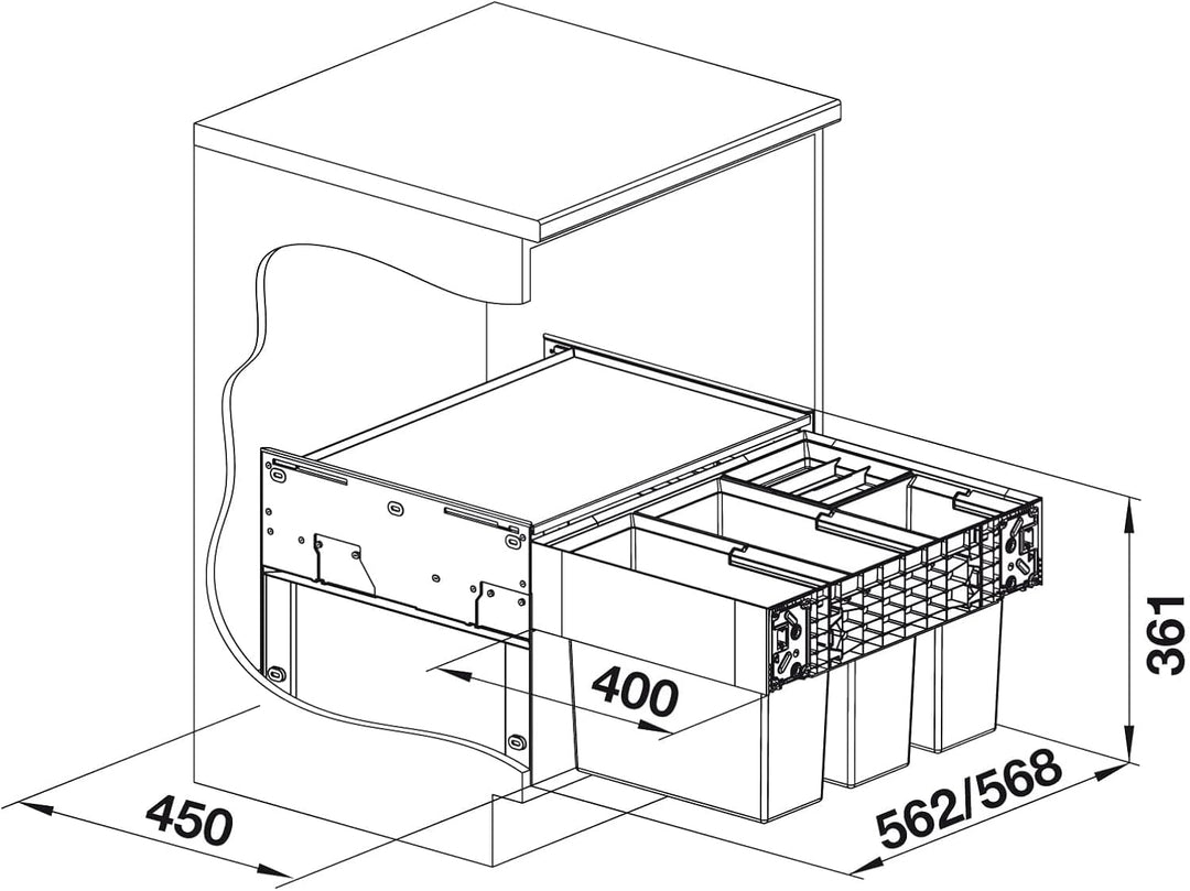 BLANCO SELECT II 60/4 | Kunststoff, Aluminium | 60er Unterschrank | Auszugssystem zur Frontanbindung
