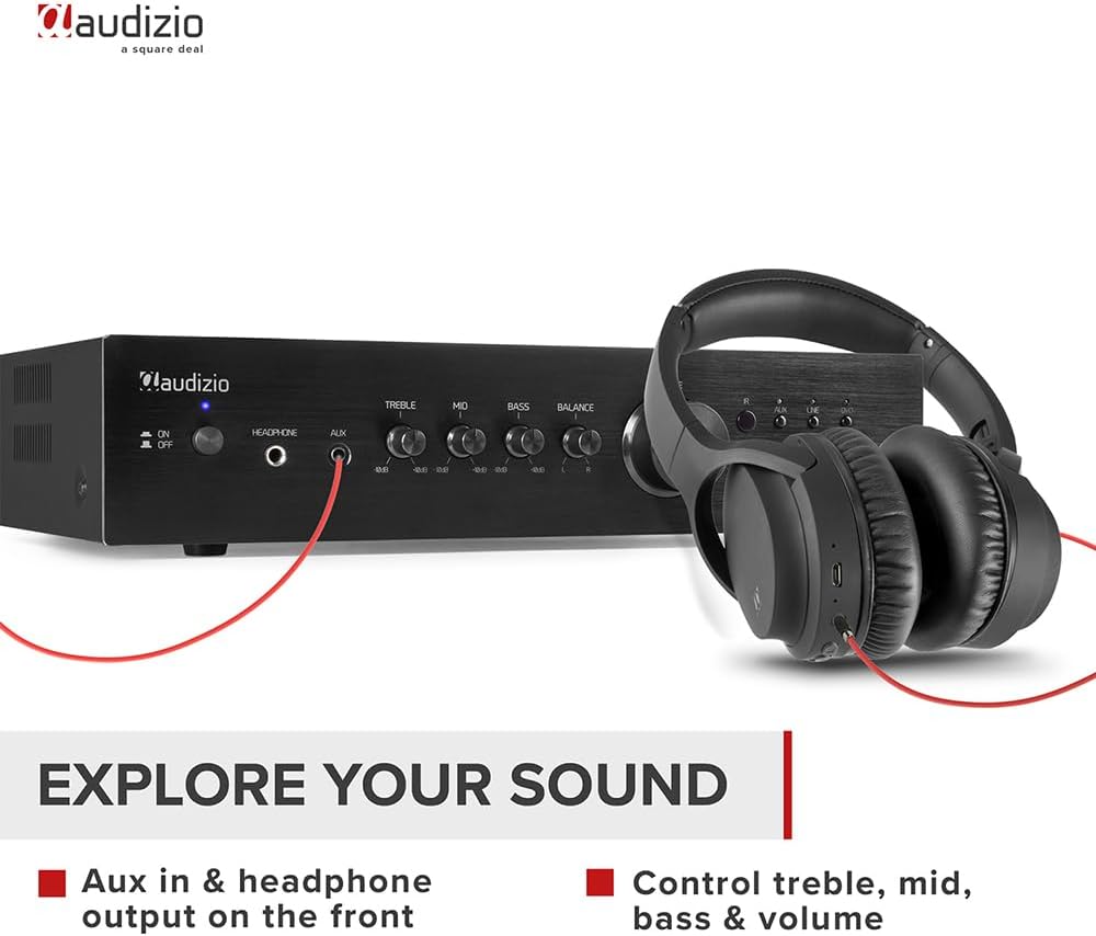 Audizio AD220B - HiFi-Stereo-Verstärker, Bluetooth Verstärker für Lautsprecher und HiFi Anlage, Ampl