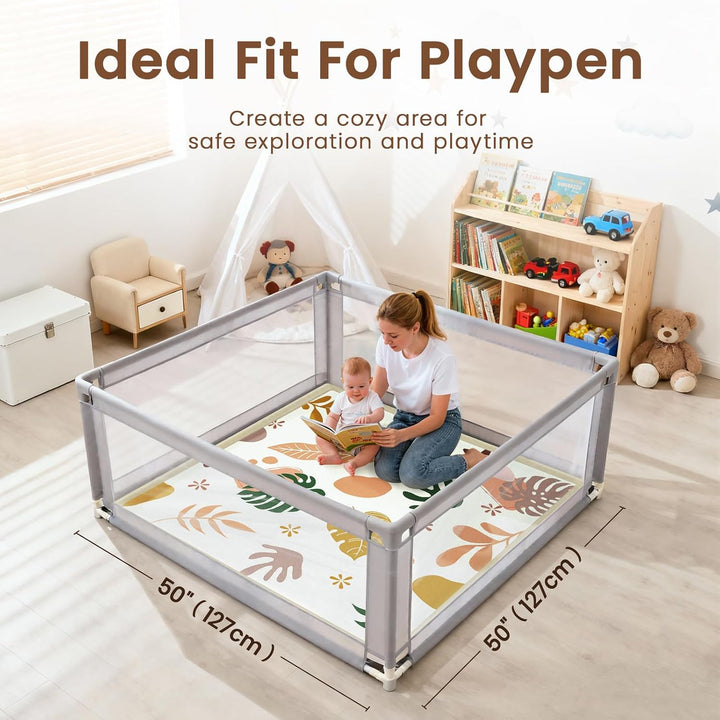 Teppich Krabbelmatte Baby 127x127x3cm, Spielmatte Krabbeldecke Turnmatte Spielteppich für Baby Kinde