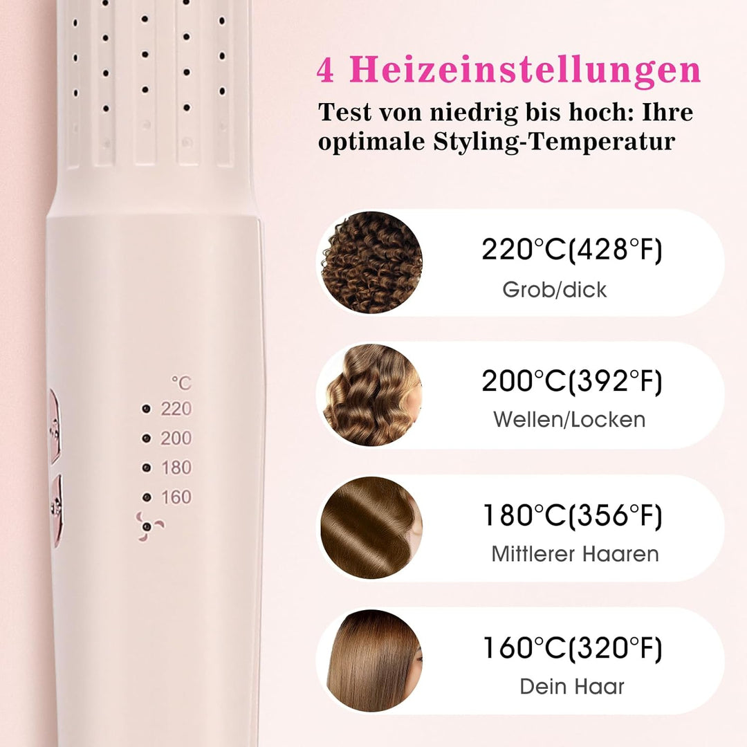 2-in-1 Lockenstab & Haarglätter mit Kaltluft – Professioneller Haarcurler mit Keramik-Heizplatten, N
