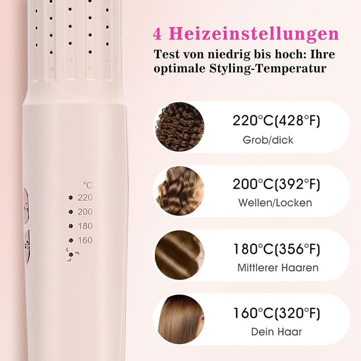 2-in-1 Lockenstab & Haarglätter mit Kaltluft – Professioneller Haarcurler mit Keramik-Heizplatten, N