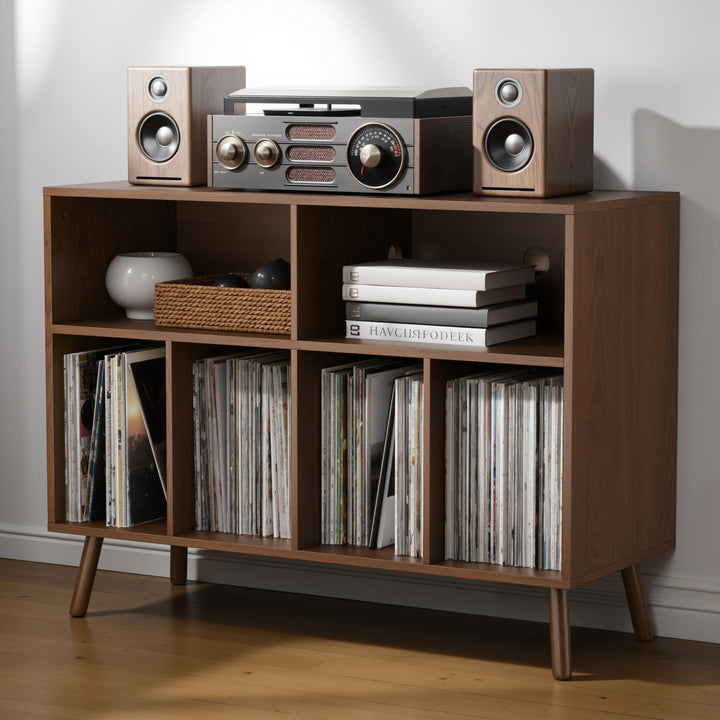 Plattenspieler-Ständer mit Schallplattenaufbewahrung, Vinyl-Plattenregal mit Präsentationsfläche, Sc
