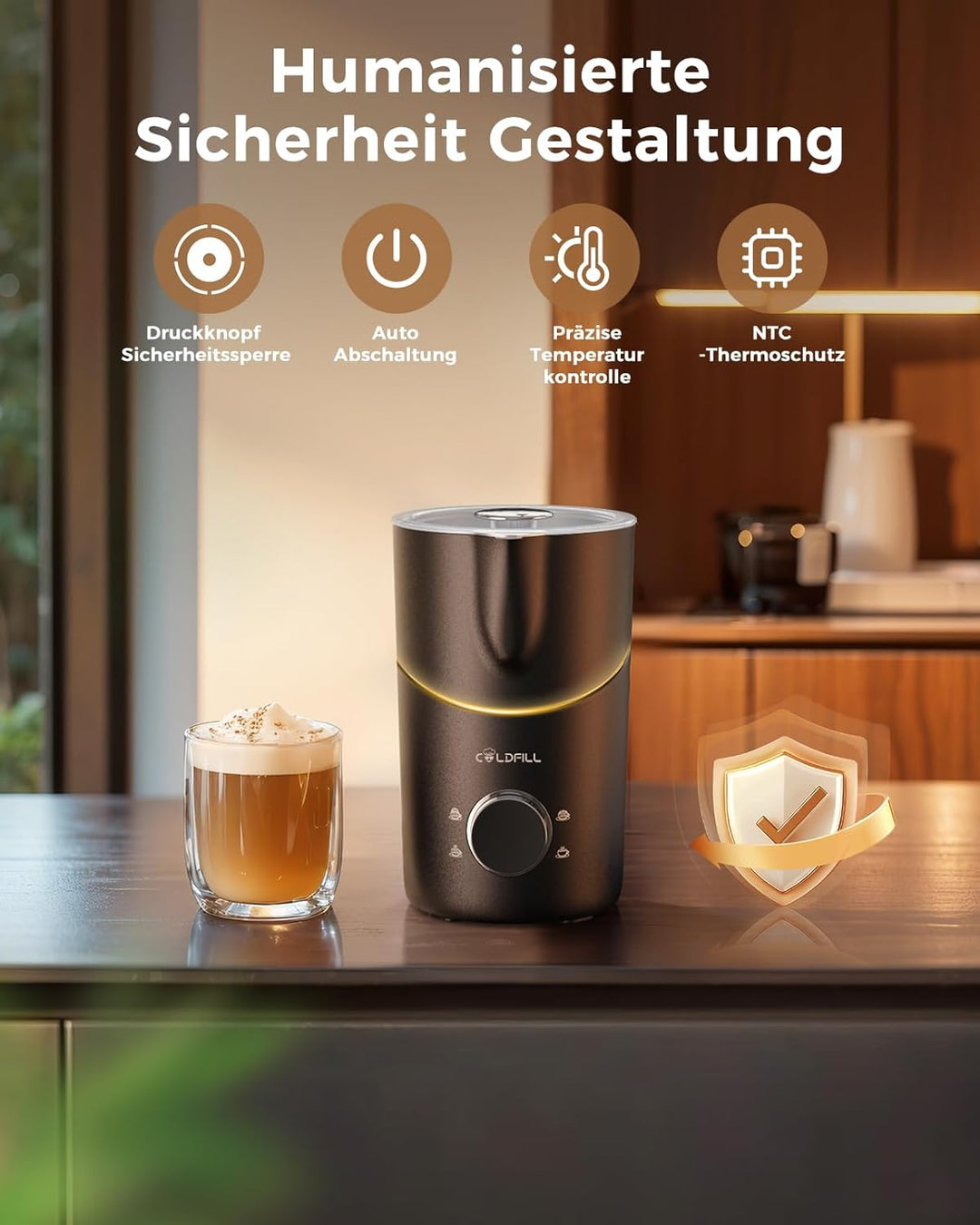 Haokoo Milchaufschäumer Elektrisch 8-in-1, 400ml Automatischer Milchschäumer für Heisse & Kalte Schä