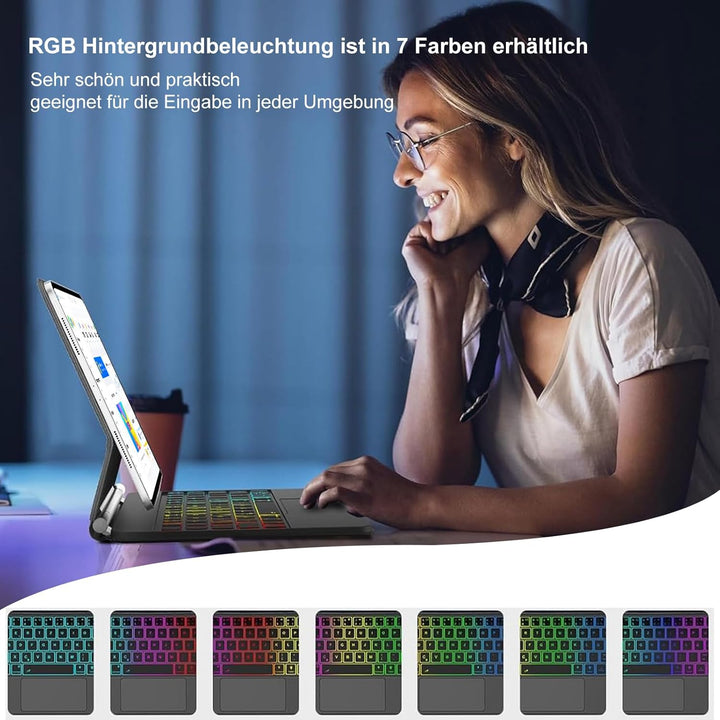 Tastatur Hülle für iPad 10. Generation 2022 10,9 Zoll/11. Generation A16 2025 11 Zoll, Multi Touch T