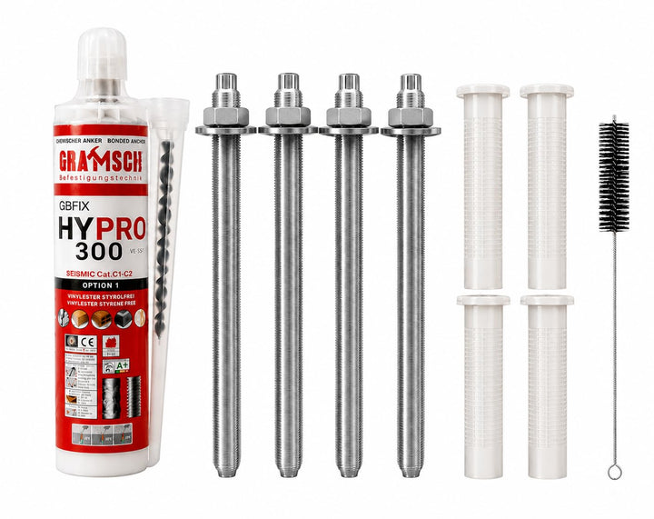 Schwerlastbefestigung SET M12x180mm EDELSTAHL A4 - TOX Verbundmörtel Liquix Pro 1 + 4 Gewindestangen
