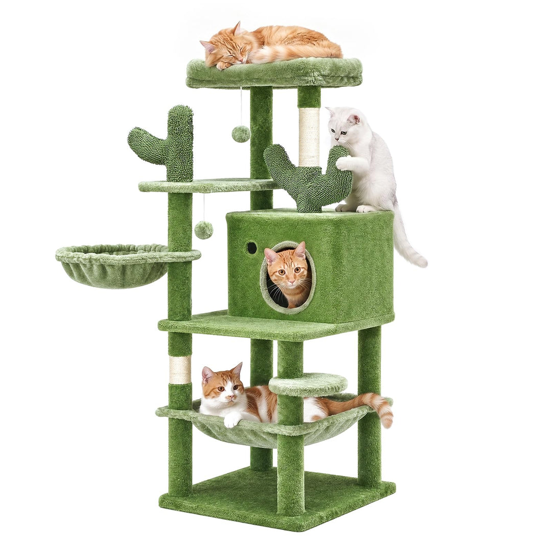 HOOBRO Kratzbaum, Katzenbaum, All-in-One-Katzenmöbel | Kratzbaum im Kaktus-Design mit Katzenhöhle, 2
