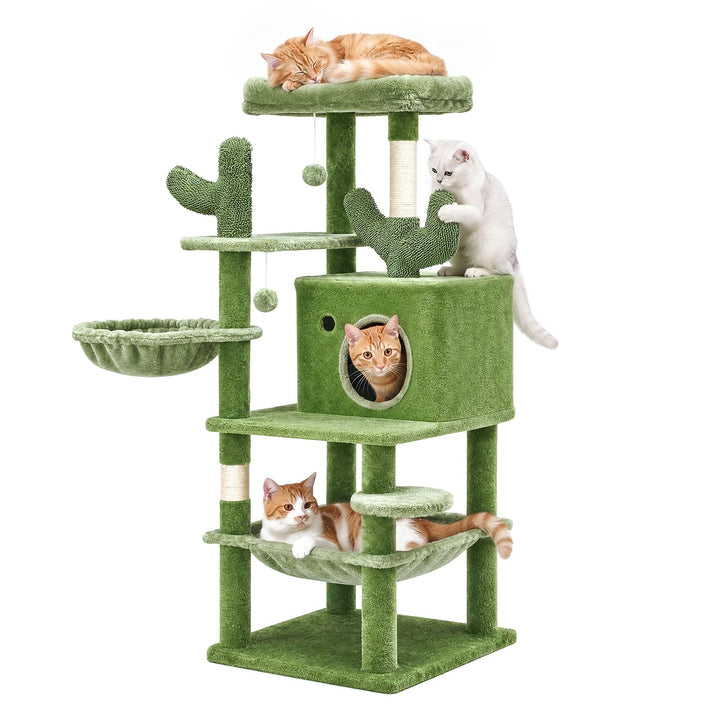HOOBRO Kratzbaum, Katzenbaum, All-in-One-Katzenmöbel | Kratzbaum im Kaktus-Design mit Katzenhöhle, 2