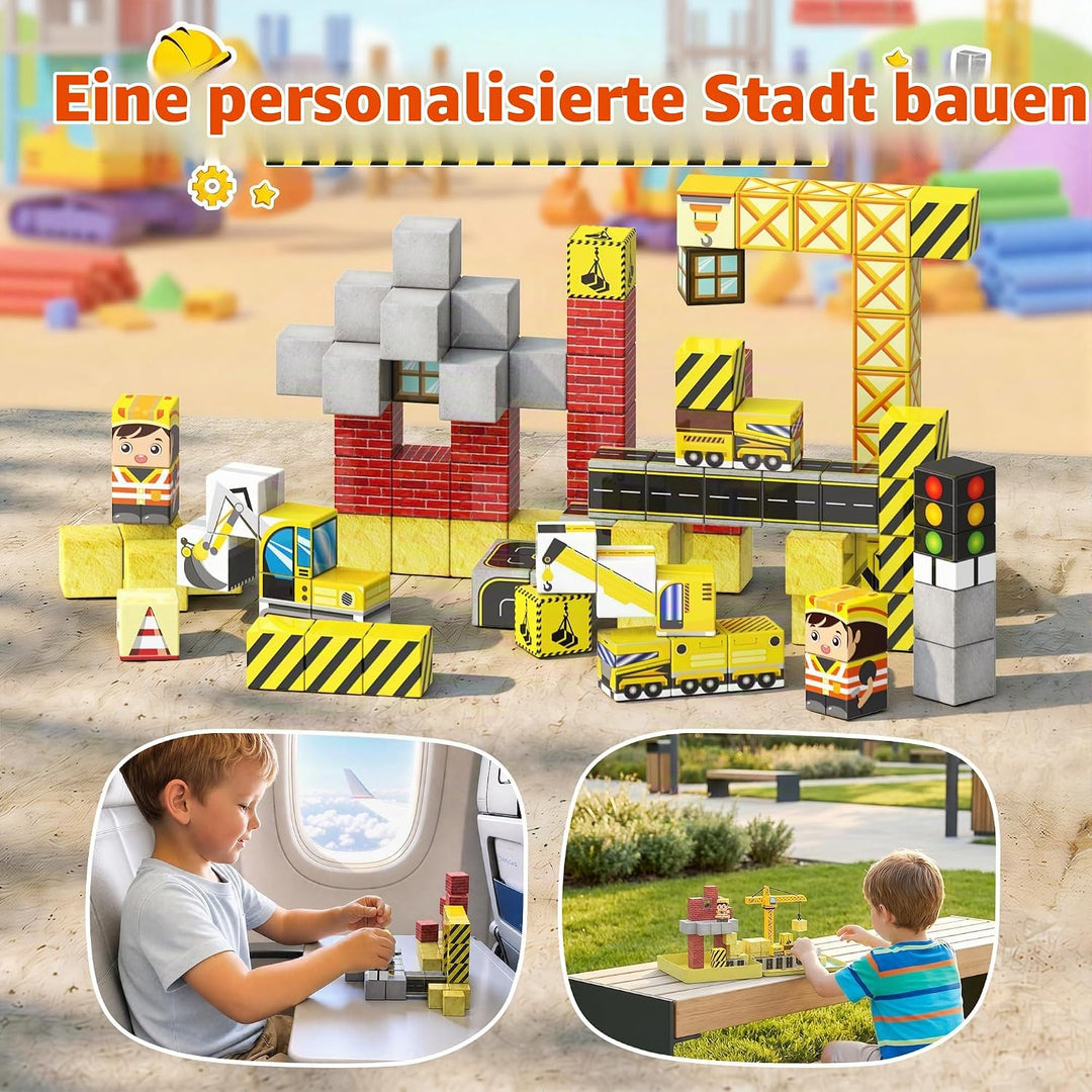 iKidiki Mini Magnetische Bausteine Reiseset 99 PCS, Reisespiele Kinder | Geschenk Junge 3-8 Jahre Be