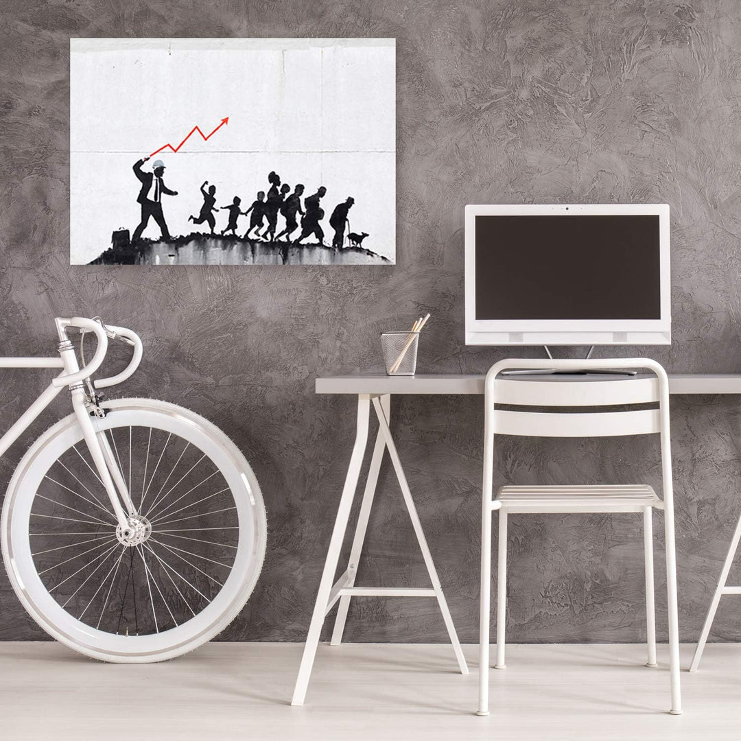 Feeby Leinwandbilder XXL Banksy - Economy - 90x60 cm - Bild auf Leinwand - Kunstdruck - Deko Wohnzim