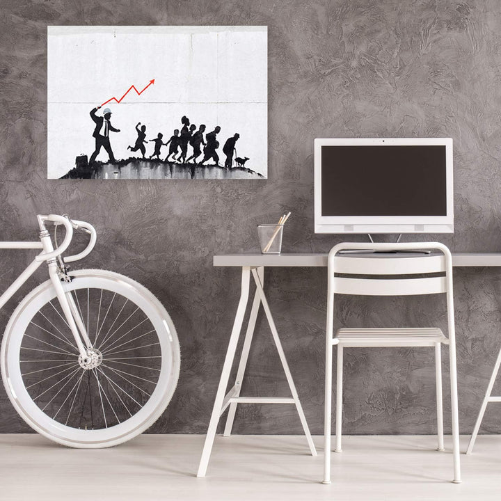 Feeby Leinwandbilder XXL Banksy - Economy - 90x60 cm - Bild auf Leinwand - Kunstdruck - Deko Wohnzim
