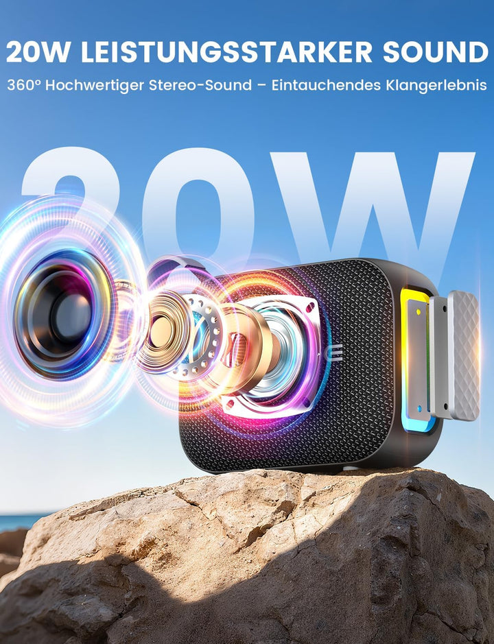 Bluetooth Lautsprecher Tragbare Musikbox Bluetooth 6.0 Geschenke für Männer Frauen mit 24 Std. Spiel