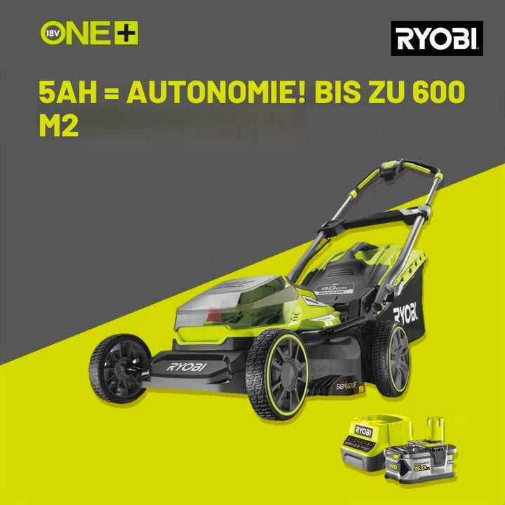 RYOBI 18 V ONE+ Brushless Akku-Rasenmäher RY18LMX40A-150 (Schnittbreite 40 cm, 6-fache Höhenverstell