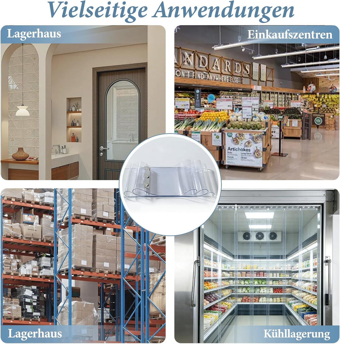 bimiti PVC Lamellenvorhang Streifenvorhang 120x200cm Transparent Streifenvorhang, Lamellen Stallvorh